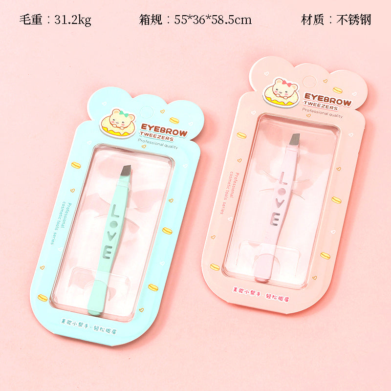 S-547 Letter Single Slant Tip Eyebrow Tweezers M.51