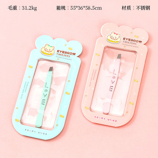 S-547 Letter Single Slant Tip Eyebrow Tweezers M.51