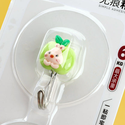 Qiaoxiaoya Model 9404 Adhesive Hooks - 2 Pcs Clapping Animal Design M.16