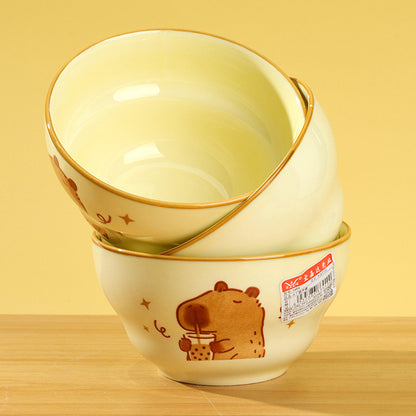 4.7 - inch Gourd - shaped Bowl with Capybara Pattern M.66 JPDB