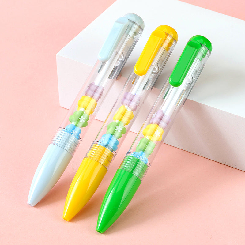 Charming JS - Z28 Flower - and - Rice - Bead - themed Click - action Gel Pen! Adorned with flower and rice bead elements, it adds a touch of cuteness to writing. M.82