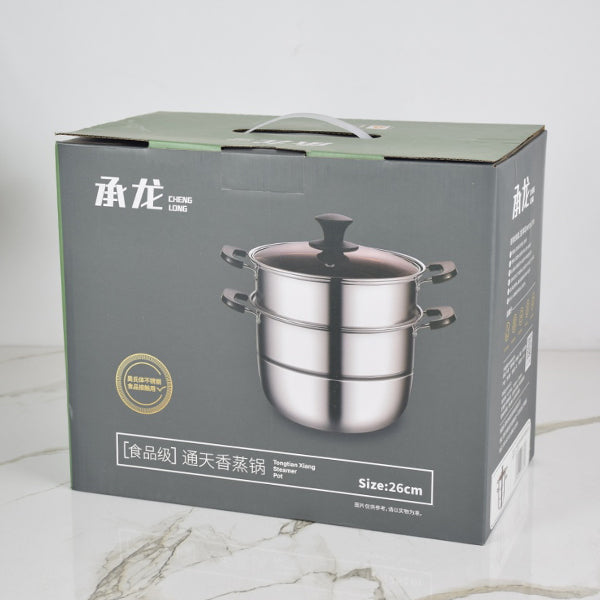 Model 3331 Tongtianxiang 26cm Double-Layer Steamer with Glass Lid M.61 JPDB