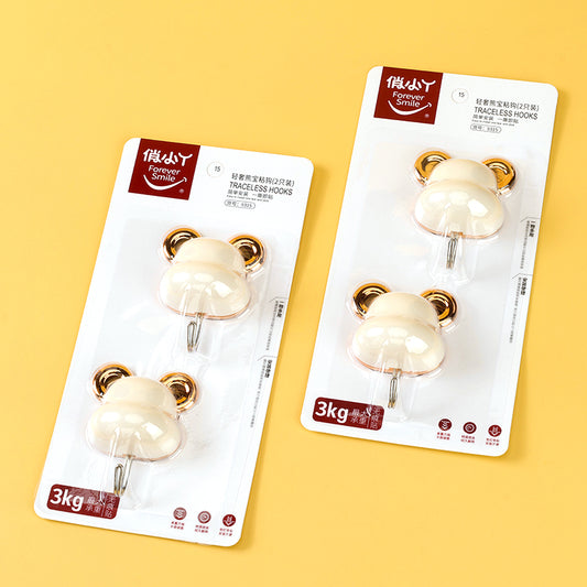Qiaoxiaoya Model 9315 Adhesive Hooks - 2 Pcs Bear Cub Design M.16