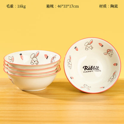6-inch Printed Gourd-shaped Bowl with Cute Rabbit Pattern M.66 JPDB