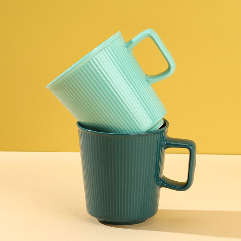 E04 Glazed Ceramic Mug Random Color High-Temperature Fired Daily Drinking Cup M.65