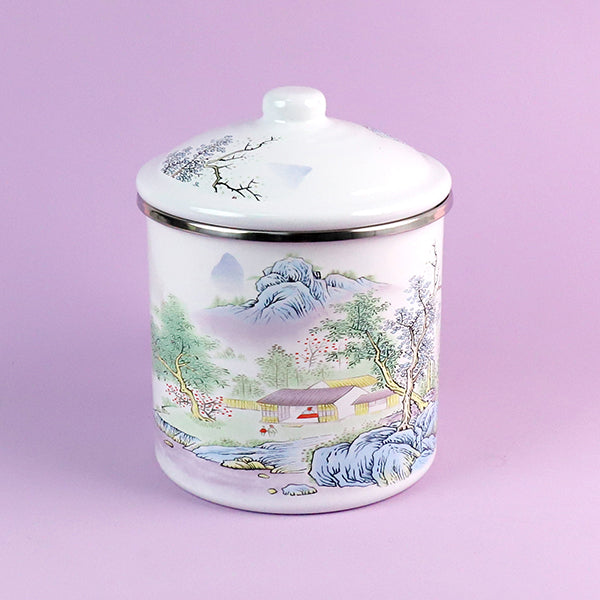 Enamel Cup Model K-1412 (14cm) - Rimmed Edge "Xishan Elegant Residence" Design M.65 JPDB