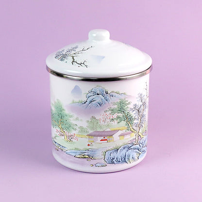 Enamel Cup Model K-1412 (14cm) - Rimmed Edge "Xishan Elegant Residence" Design M.65 JPDB