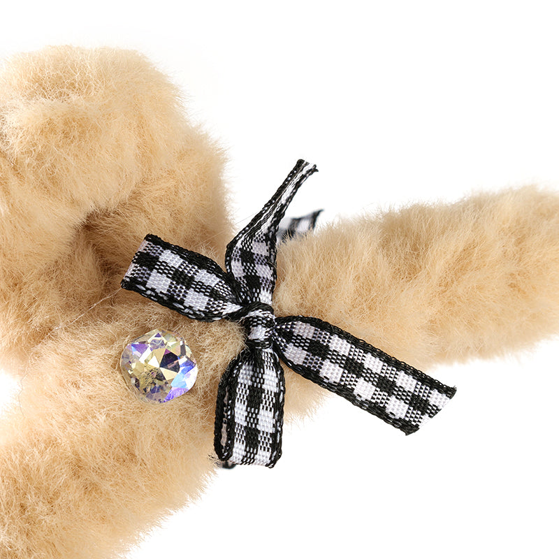 M42 Pata grande peluda de 4,3 pulgadas con lazo de diamantes de imitación 