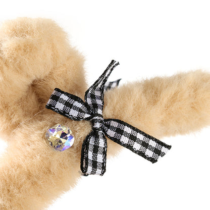 M42 Pata grande peluda de 4,3 pulgadas con lazo de diamantes de imitación 