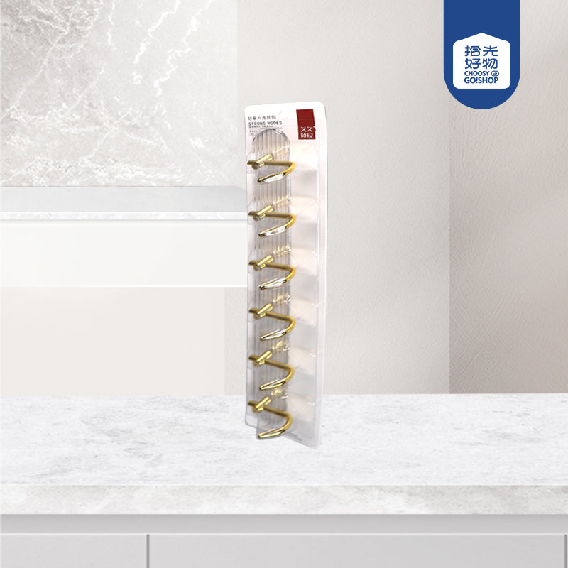 Model GH-2139 Affordable Luxury 6-in-a-Row Traceless Adhesive Hooks M.16 JPDB