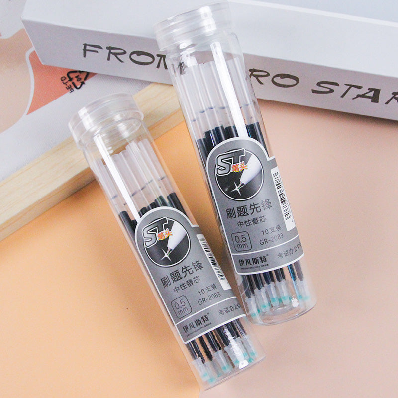 10pcs Retractable Pen Refills 0.5mm Black Quick-Dry Needle/ST Nib for Students & Office M.82