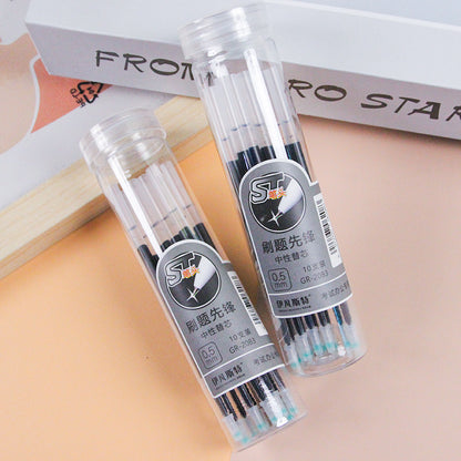 10pcs Retractable Pen Refills 0.5mm Black Quick-Dry Needle/ST Nib for Students & Office M.82