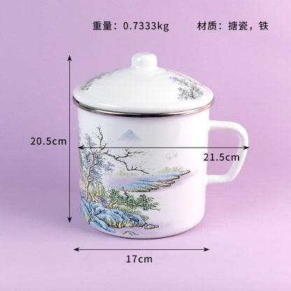 Enamel Cup Model K-1690 (16cm) - Rimmed Edge "Xishan Elegant Residence" Design M.65 JPDB