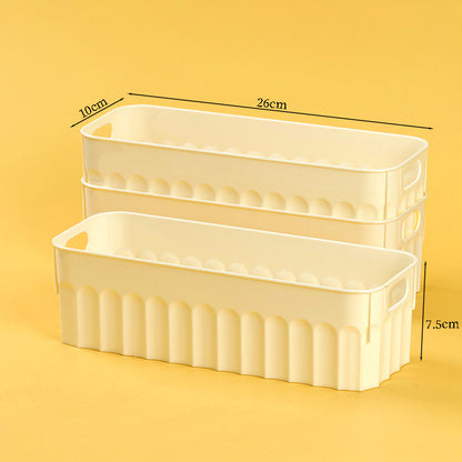 9407 White Long Strip Storage Box Food-Grade PP Narrow Design Gap Organizer M.67