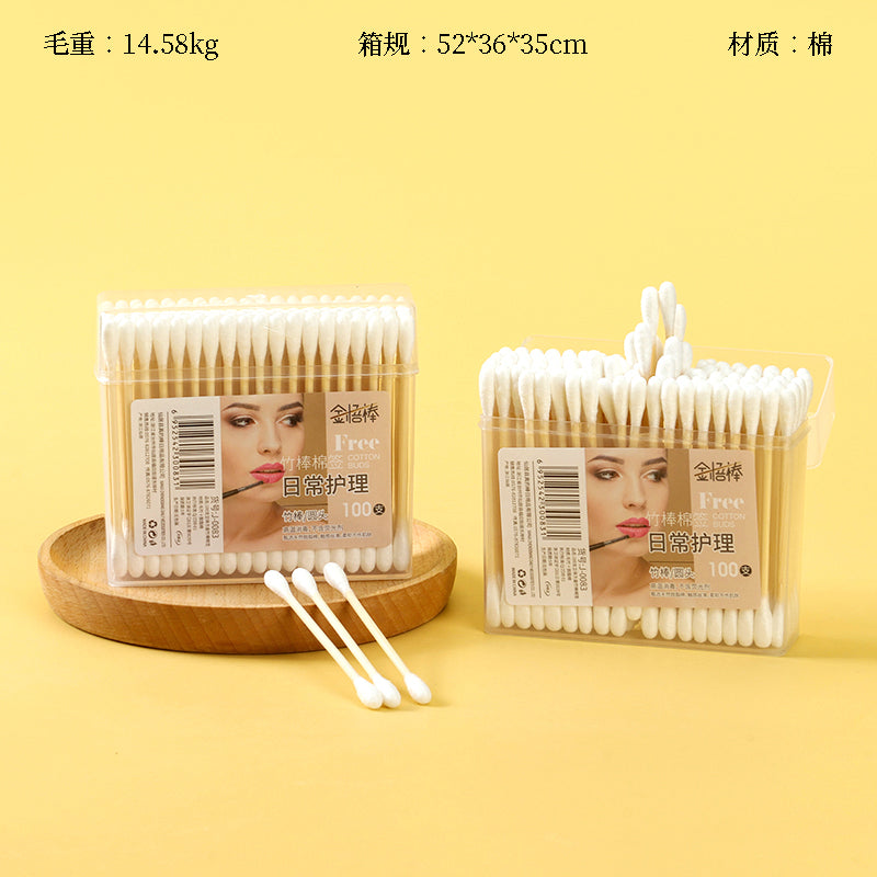 M.27-J-0083 Stereo Square Bamboo Stick Cotton Swabs 100 Pieces