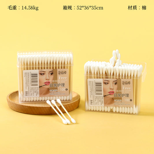 M.27-J-0083 Stereo Square Bamboo Stick Cotton Swabs 100 Pieces