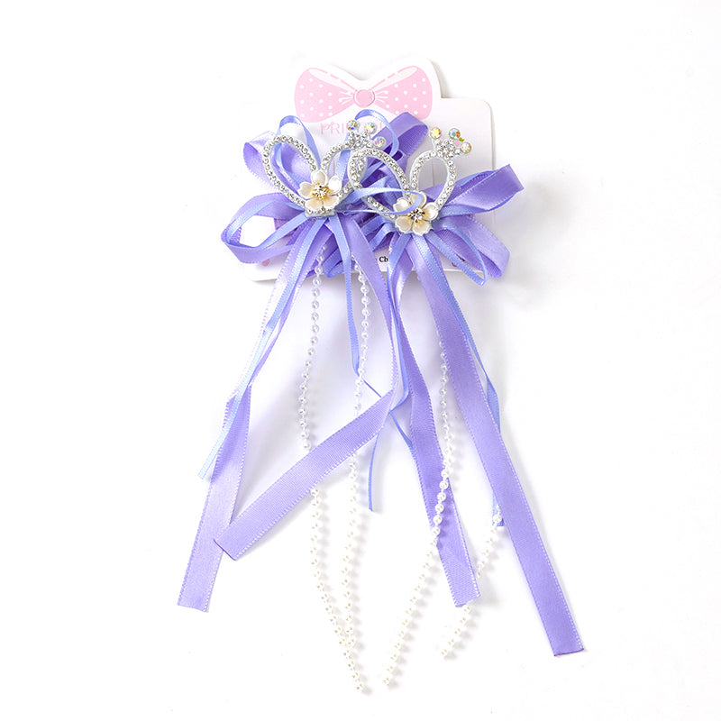 M42 Boxed Tassel & Ribbon Pair Hair Clips for Kids