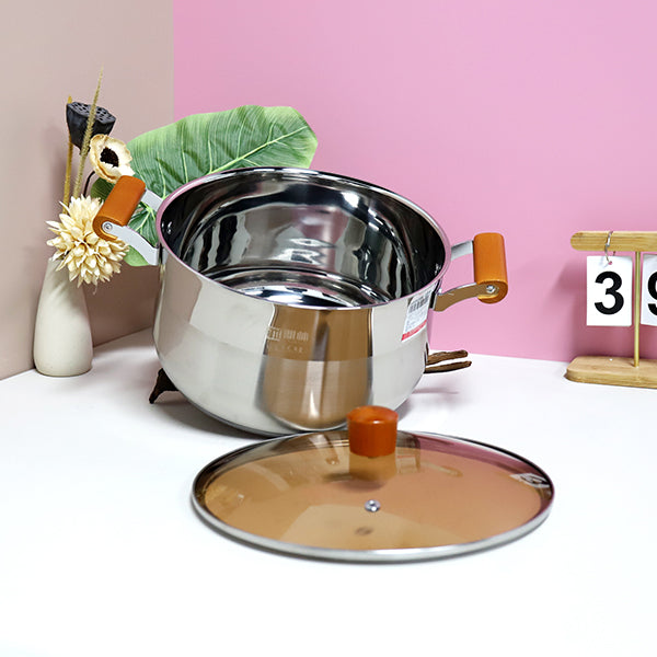 26cm 304 Stainless Steel Aishang Soup Pot with Beech Handle and Double Bottom M.61 JPDB