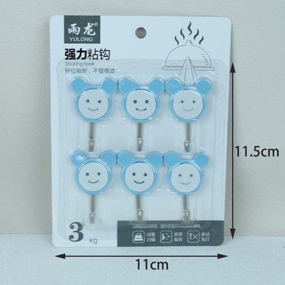 Ganchos adhesivos Yulong modelo 5145 - 6 piezas con diseño de cara sonriente de dibujos animados M.16 