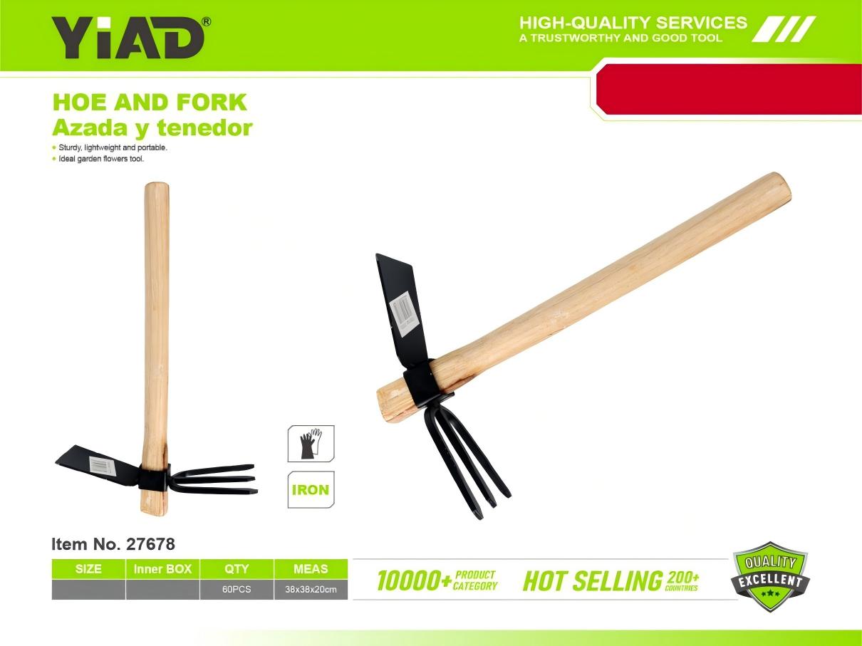 Double-ended hoe with square wooden handle M.33