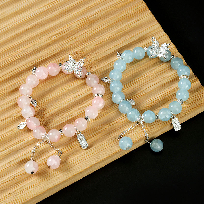 Jade Fragment Butterfly "Ping An Xi Le" Bracelet  M.43