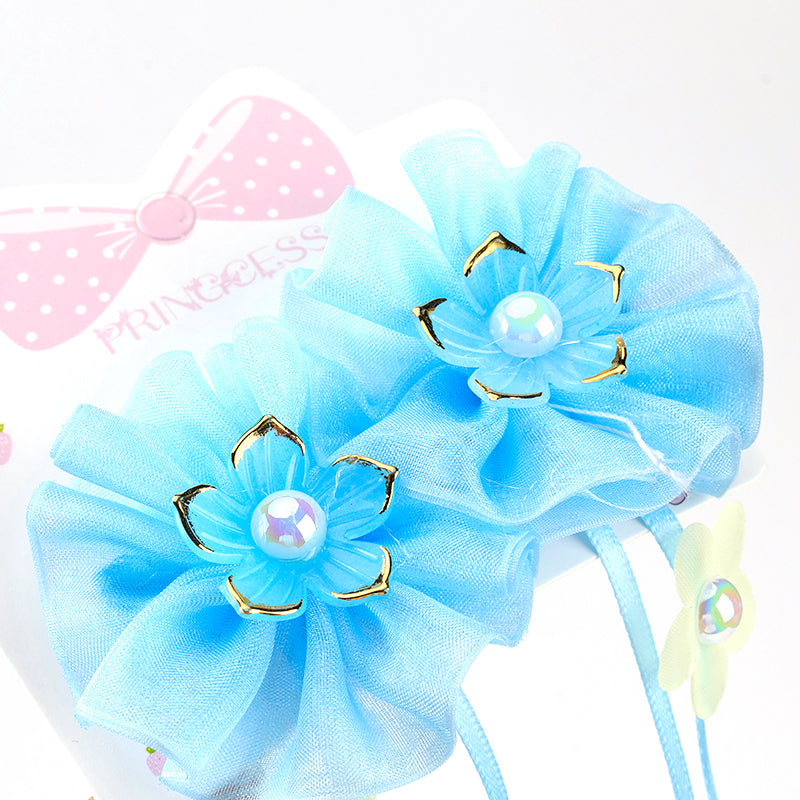 M42 Boxed Flower & Ribbon Pair Hair Clips for Kids