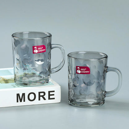 Vaso de vidrio Red Cherry modelo 25008PP con asa de vidrio (gris ahumado ámbar) 
