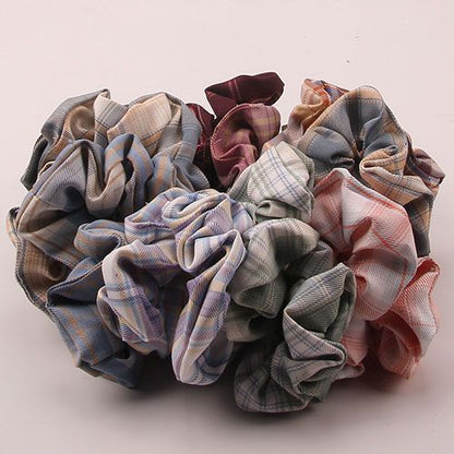 M42 Same-Style Plaid Hair Scrunchie - Soft Elastic for Daily Ponytails