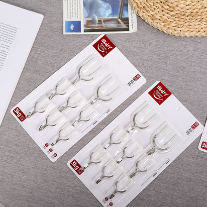 Qiaoxiaoya Model 9296 Adhesive Hooks - 8 Pcs White Hook Combination Set M.16