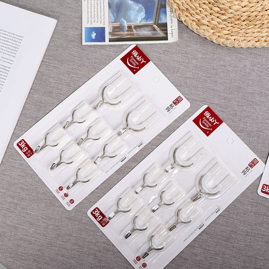 Qiaoxiaoya Model 9296 Adhesive Hooks - 8 Pcs White Hook Combination Set M.16