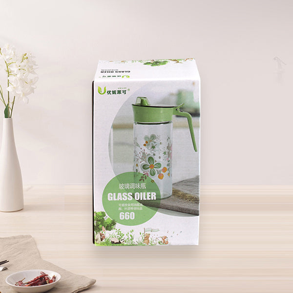 XB-1198 Stylish Printed Glass Oil Dispenser M.69 JPDB