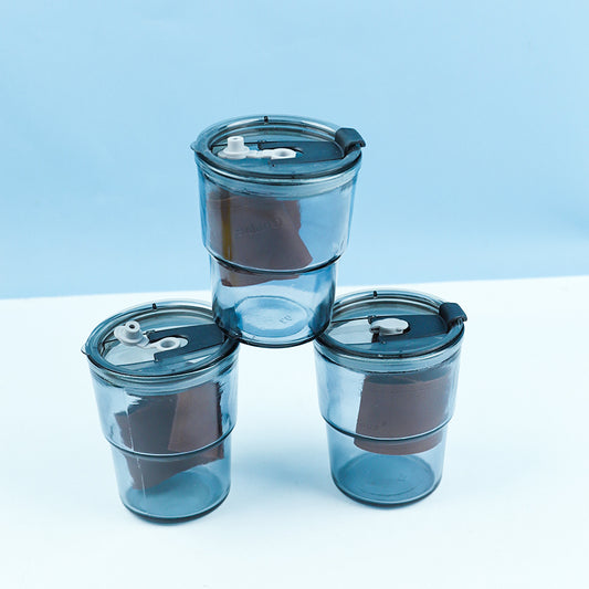 Bamboo - pattern Straw Cup with Leather Sleeve and Lid (360ml) M.17