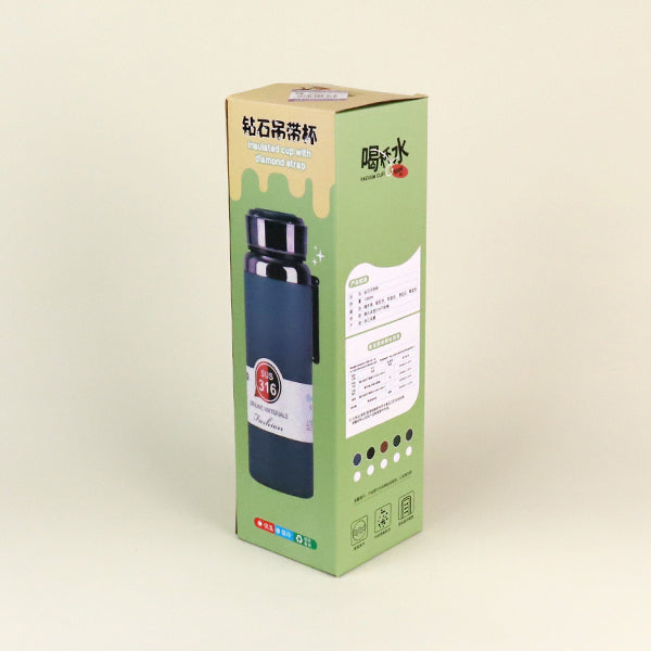 1000ml Diamond Textured Lanyard Vacuum Thermal Insulated Mug - Model QXSD5320 M.26 JPDB