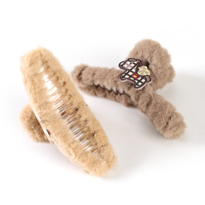 M42 5.12 Inch Large Hair Claw with AB-Side Cartoon Accessory & Furry Texture
