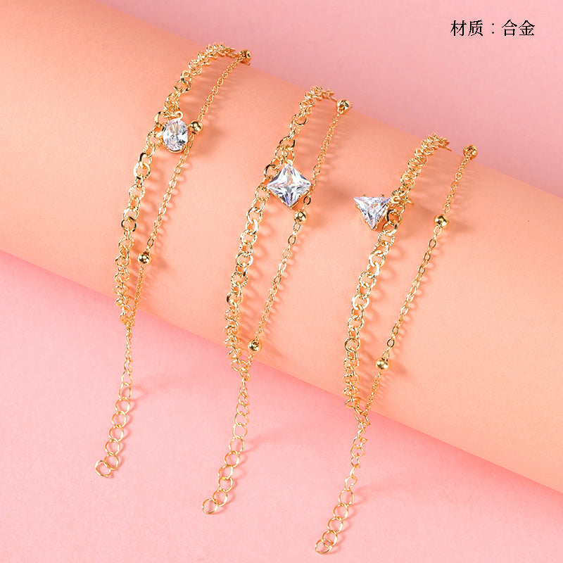 Double-Layer Zircon Bead Bracelet  M.43