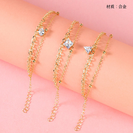Double-Layer Zircon Bead Bracelet  M.43