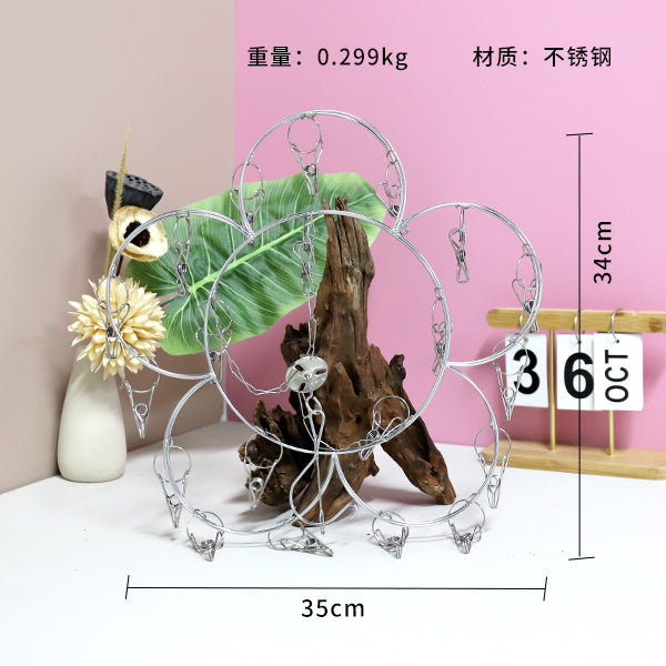 Model 2.5 Wire Plum Blossom - Shaped Sock Rack with 20 Clips M.15 JPDB