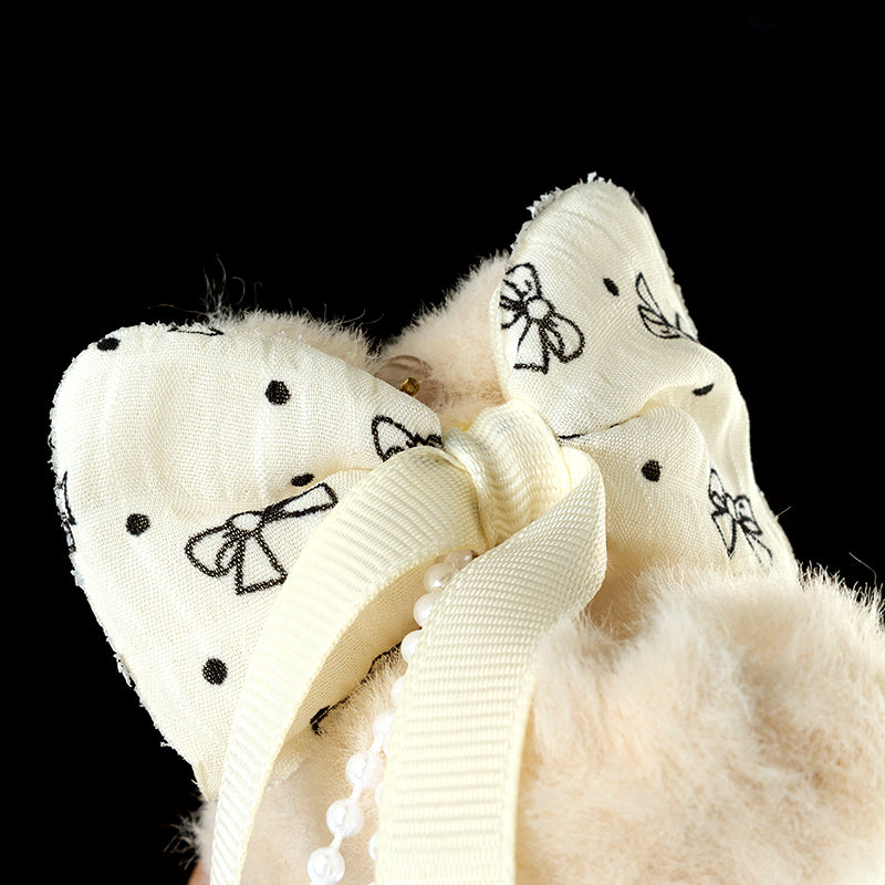 Pinza para el cabello grande M42 de 4,33 pulgadas con diseño de pajarita de perlas de felpa 