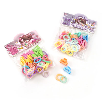 M42 Colored Children's Terry Cloth Hair Ties + Mini Hair Clips Set (30 Pieces)