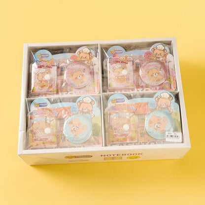 XX-7020 Coffee Bear Badge Notebook 2-in-1 Storage & Record Pages 14*18cm 80g Paper M.81