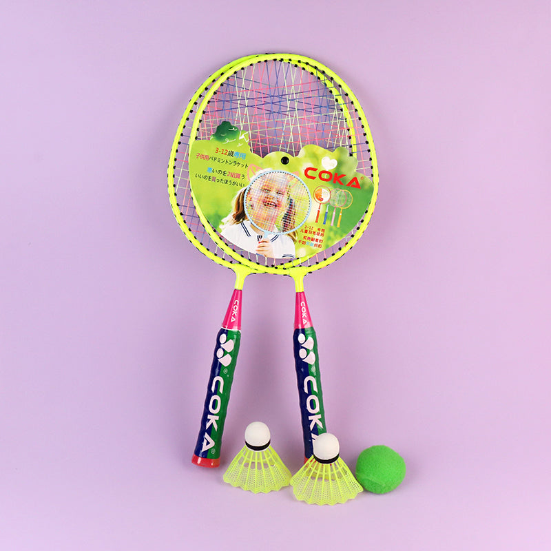 R013 Kids Badminton Racket Double Set Ultra - Light Alloy for 3 - 12 Years Old with 3 Shuttlecocks M.92 JPDB