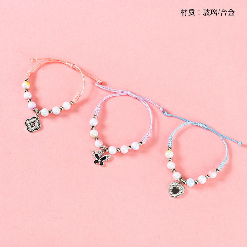 Matte Bead Pendant Braided Bracelet  M.43