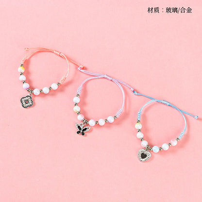 Matte Bead Pendant Braided Bracelet  M.43