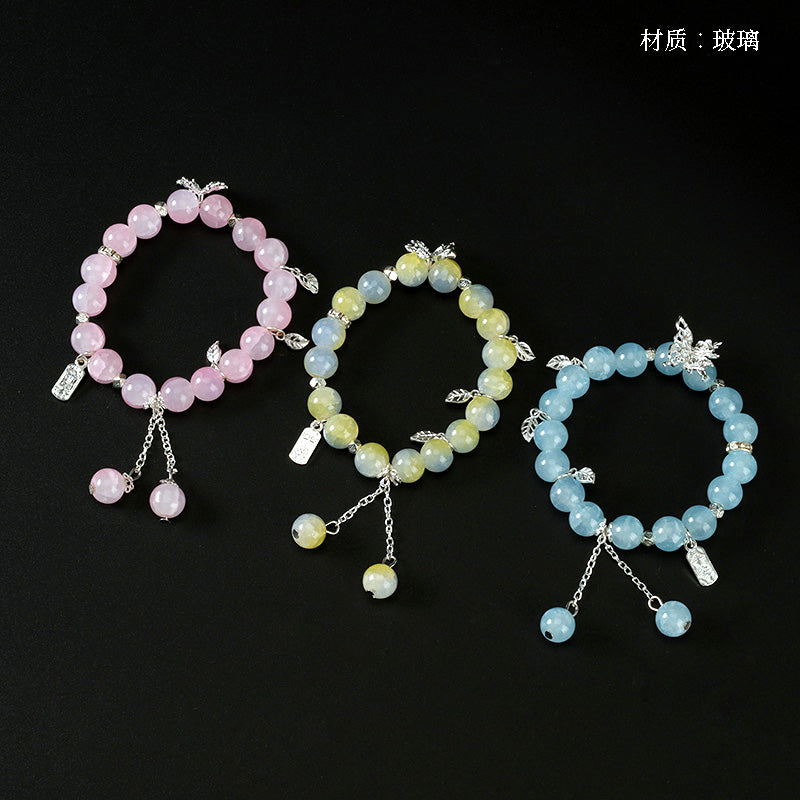 Jade Fragment Butterfly "Ping An Xi Le" Bracelet  M.43