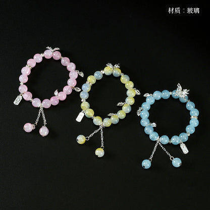 Jade Fragment Butterfly "Ping An Xi Le" Bracelet  M.43