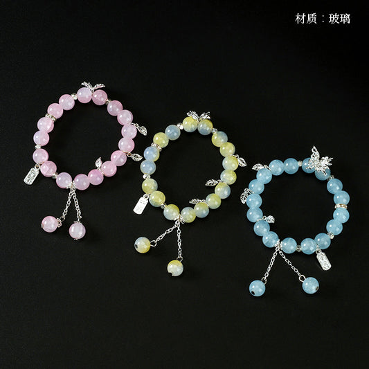 Jade Fragment Butterfly "Ping An Xi Le" Bracelet  M.43