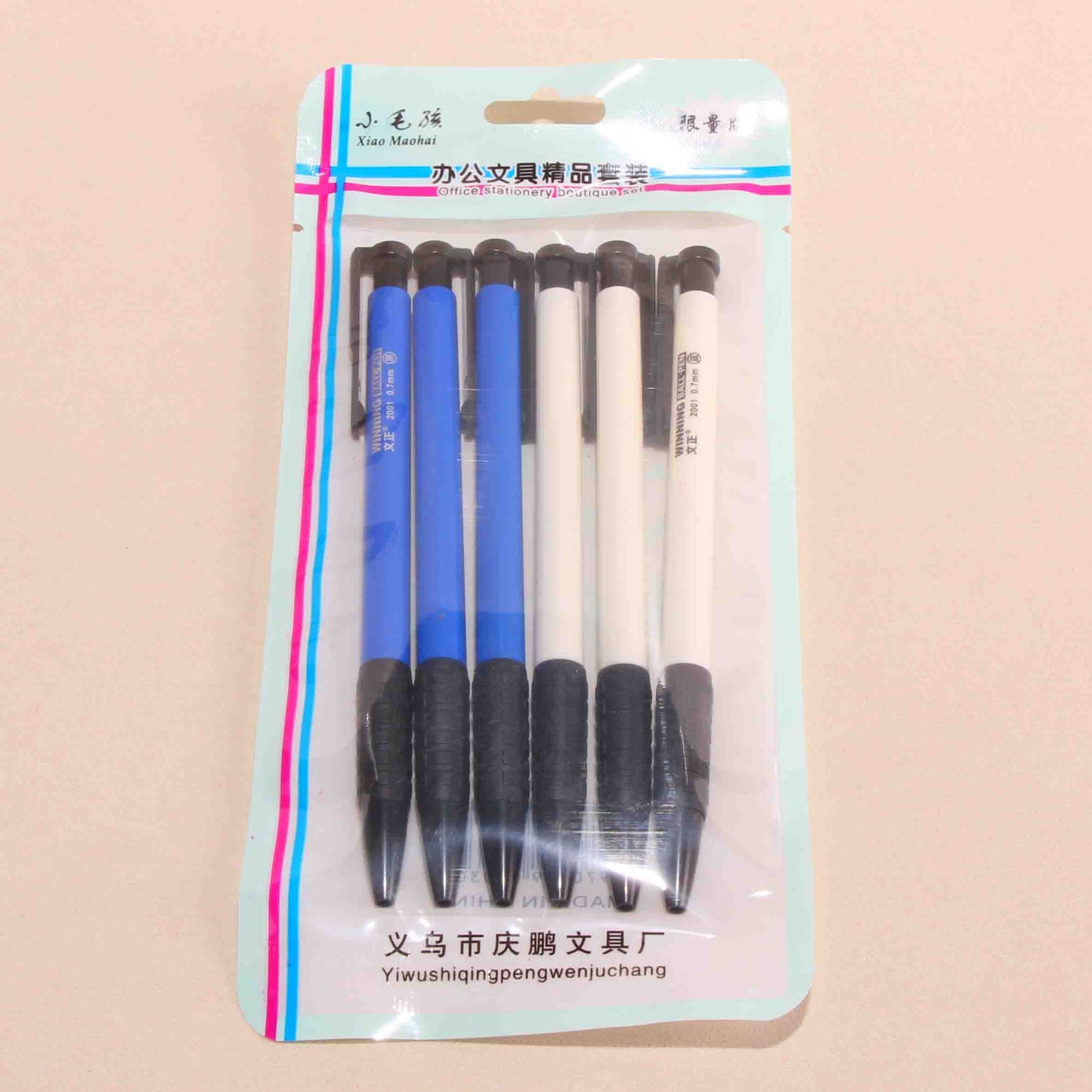 Little Kid 6-Pack Ballpoint Pen 0.5mm Rounded Nib Washable Ink for Primary School Students M.82