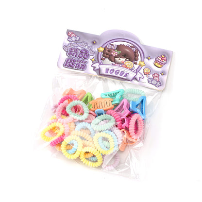 M42 Colored Children's Terry Cloth Hair Ties + Mini Hair Clips Set (30 Pieces)