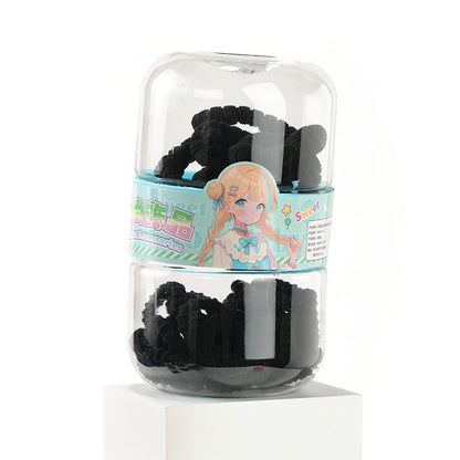 M42 MXM - 132 Black Terry Cloth Hair Ties Combo in a Double - layer Bottle (8 + 30 Pieces)