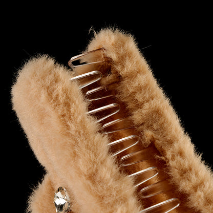 M42 4.33 Inch Square Large Hair Claw with Double-Side Accessory & Furry Texture
